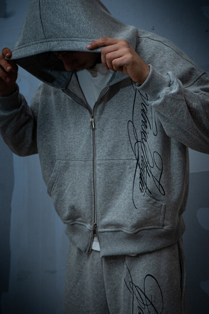 Zip Hoodie — Grey Melange