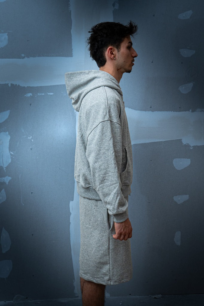 Zip Hoodie — Grey Melange